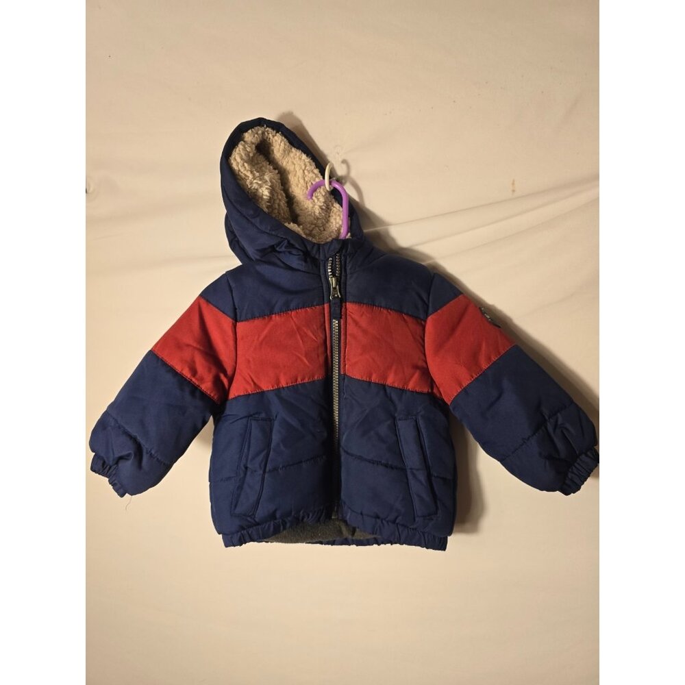 Vintage Oshkosh boys Coat Colorblock Size 12M 12 Months Fleece Lined Puffer